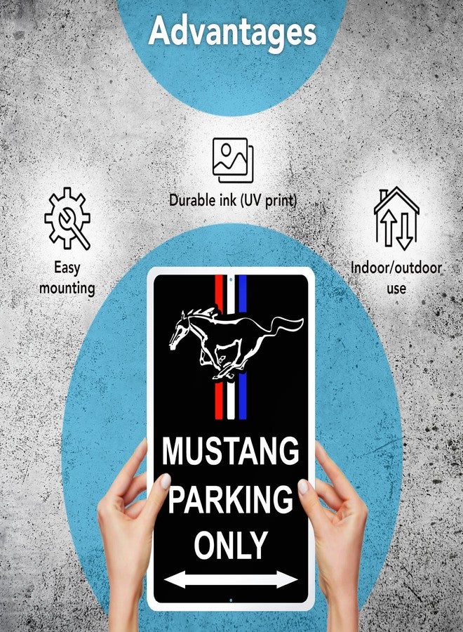 DIMARONGTON Parking Only Sign for Mustang - 8x12 Aluminum Garage Gifts for Men - Image 5